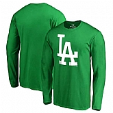 Men's Los Angeles Dodgers Fanatics Branded Kelly Green St. Patrick's Day White Logo Long Sleeve T-Shirt,baseball caps,new era cap wholesale,wholesale hats